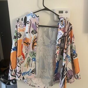 Colorful button up crop top